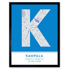 Kampala Uganda City Map Typography Framed Wall Art Print 12x16 In