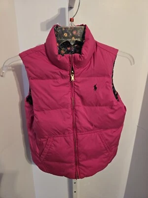 Colete acolchoado Polo Ralph Lauren feminino reversível rosa/floral tamanho XL (16) - Imagem 1 de 4
