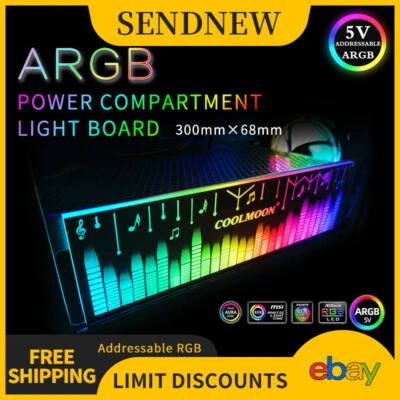 ARGB Light Board 30cm Power Compartment Baffle Computer Case Sync LED Neon Light - Image 1 of 4