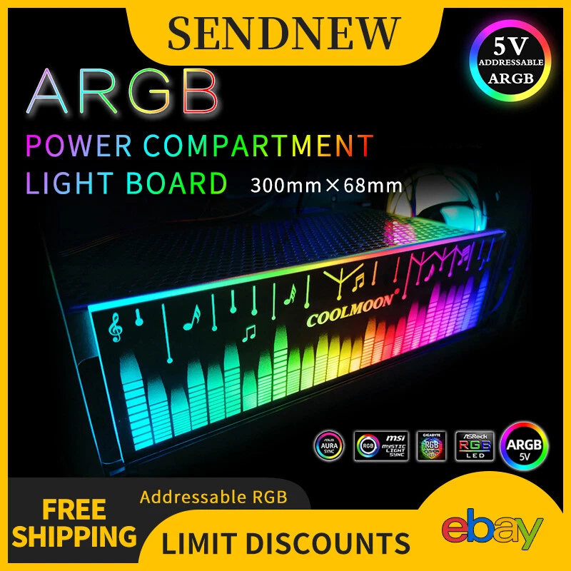 ARGB Light Board 30cm Power Compartment Baffle Computer Case Sync LED Neon Light - Image 1 of 4