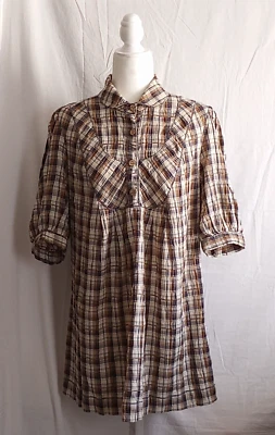 Blusa Max Studio Talla Grande a Cuadros Botón Frontal Manga Abullonada Foto 1 de 4