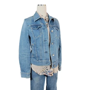 Gap Blue Cotton Denim Acid Fade Wash Button Up Jean Jacket Women M - Picture 1 of 7