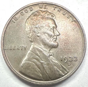 1933-D LINCOLN WHEAT CENT PENNY CHOICE AU+ FULL WHEAT LINES CIRCULATED ORIGINAL! - Picture 1 of 2