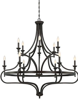 Savoy House 1-9084-12 Bronze Sheilds 12-Light 48"W Chandelier - Image 1 of 3