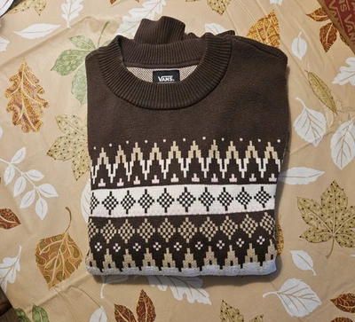 Suéter tejido estampado blanco marrón y antiguo VANS x Justin Henry para hombre pequeño nuevo Foto 1 de 4