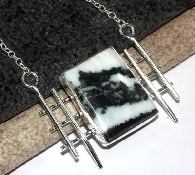 Decent White Buffalo Turquoise 925 Silver Plated Gemstone Necklace 18" GW - Image 1 of 3