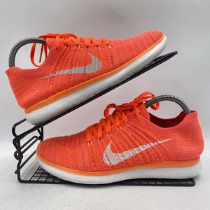 Nike Free Run orange-weiße Damen-Turnschuhe Größe UK 6 Flyknit Fitnessstudio Laufen Yoga - Bild 1 von 8