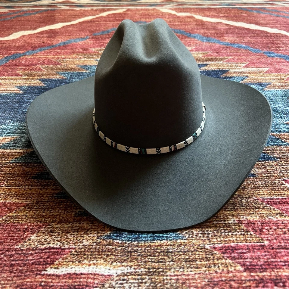 Wrangler Sheepskin Leather 4X Beaver Black Cowboy Hat Size 7 Vintage Texas EUC - Image 1 of 4