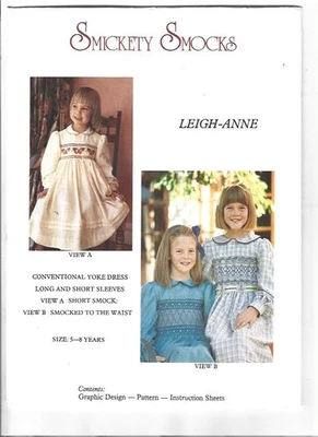 Smickety Smocks Leigh-Anne Heirloom Smocking Sewing Pattern 5-8 Years Dress - Image 1 of 2