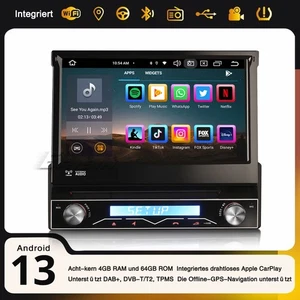 Radio de coche 4 GB+64 GB Android 13 DAB+ Navi 1Din BT 5.0 CarPlay DVD WiFi TPMS 8 núcleos - Imagen 1 de 14
