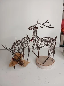 Esculturas de renos con cable cabaña de campo abuela albergue decoración invierno acción de gracias - Imagen 1 de 7