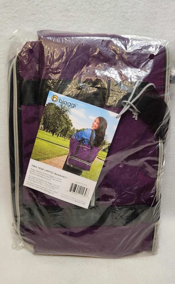 Biaggi Zipsak Boost! Bolsa Tote Roxa Microfold Carry-On Expande para 15"x12"x8" NOVA - Imagem 1 de 4