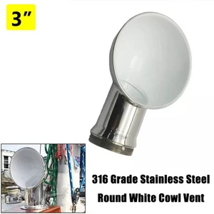 3" 316 Grade Stainless Steel Round White Cowl Vent Marines Boats Yachts Ships - Bild 1 von 10