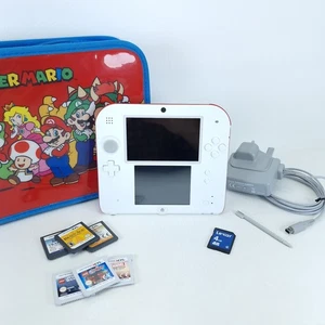 Paquete Nintendo 2DS Blanco/Rojo | 6 Juegos, Tarjeta SD, Cargador y Estuche Mario | Probado - Imagen 1 de 17