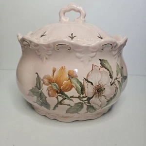 Vintage Cottagecore Pink Floral Art Pottery Dish Farmhouse Tableware Decor - Picture 1 of 10