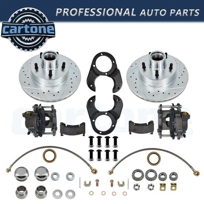 For Ford 1937 - 1948 Deluxe Spindle Disc Brake Kit 5 on 4-1/2 Caliper Foto 1 de 4