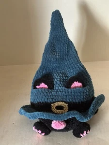 Weiches Garn Handarbeit gehäkelt Halloween schwarze Katze Wichtel Hexenhut Plüsch 10 "x 8" - Bild 1 von 14