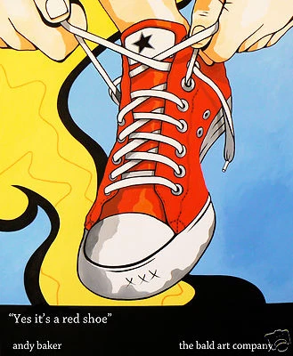 Zapatilla deportiva 24" impresión lienzo arte callejero andy baker converse pintura roja Foto 1 de 4