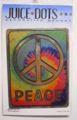 AGI Juice Dots Square Tie-Dye Peace Sign Car Magnet Indoor Outdoor - Image 1 of 4