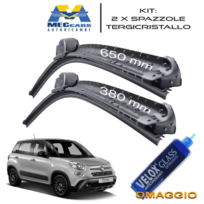 KIT 2 Spazzole Tergicristallo Anteriori FIAT 500L 650 + 380mm FLAT + ADATTATORI - Immagine 1 di 4