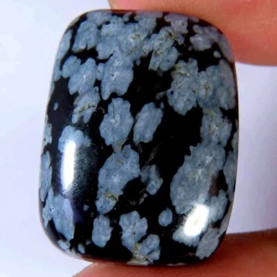 21.70CTS 100%NATURAL DESIGNER SNOWFLAKE OBSIDIAN CUSHION CAB 17X23X6MM GEMSTONE - Imagem 1 de 4