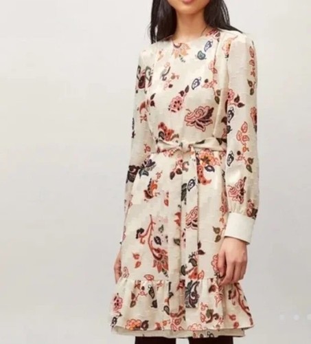 Abito a tubino Tory Burch taglia US 6 in seta burnout avorio paisley da montagna nuovo con etichette