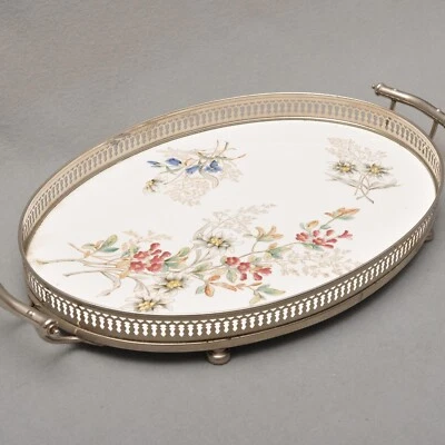 Pretty Art Nouveau Wächtersbach Tray Blumenmuster With Metal Fitting, - Image 1 of 4