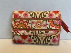 Vera Bradley Tri-Fold Wallet Folkloric Retired Red Pink Cream Floral 2011 Fabric