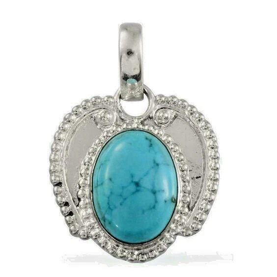 Pendant Blue Howlite ANGEL WINGS natural  9 carats 20 inch chain - Image 1 of 4