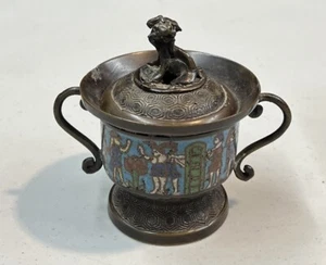 QUEMADOR DE INCIENSO INCENSARIO JAPONÉS DE BRONCE Y CLOISONNE FOO PERRO SIGLO XIX - Imagen 1 de 11