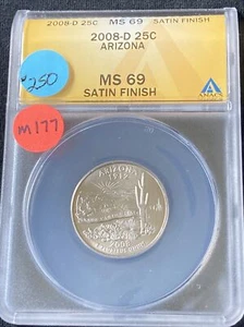 2008-D Washington Quarter Arizona MS69 ANACS M177 - Picture 1 of 3