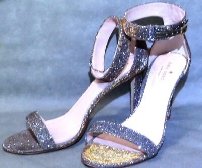 KATE SPADE ISA FORMAL BRONZE METALIC SILVER SANDAL  8.5 B PUMP SPARKLE - Image 1 of 4