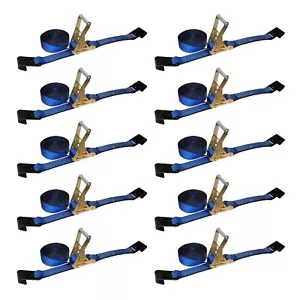 10Pack 2" x 30' Ratchet Strap w/Flat Hook Flatbed Truck Trailer Farming Tie Down - Picture 1 of 7