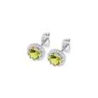 10k White Gold Plated 1/2 Ct Created Halo Round Yellow Cz Stud Earrings