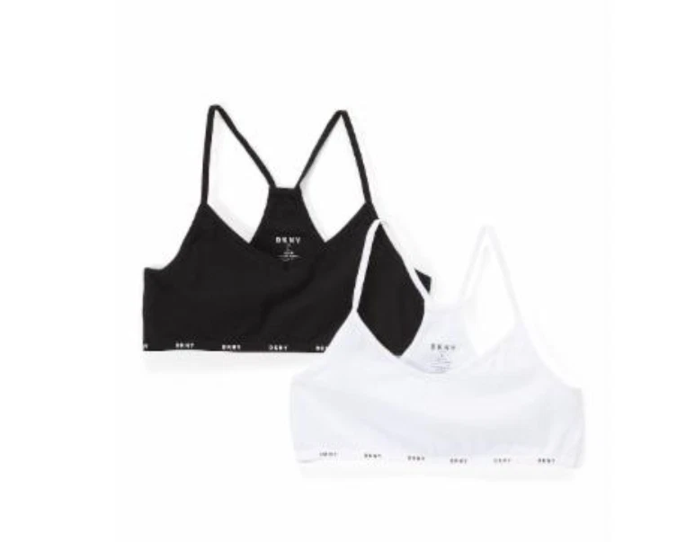 DKNY Girls' Racerback Bra Set White/Black Size M 4358 - Image 1 of 1