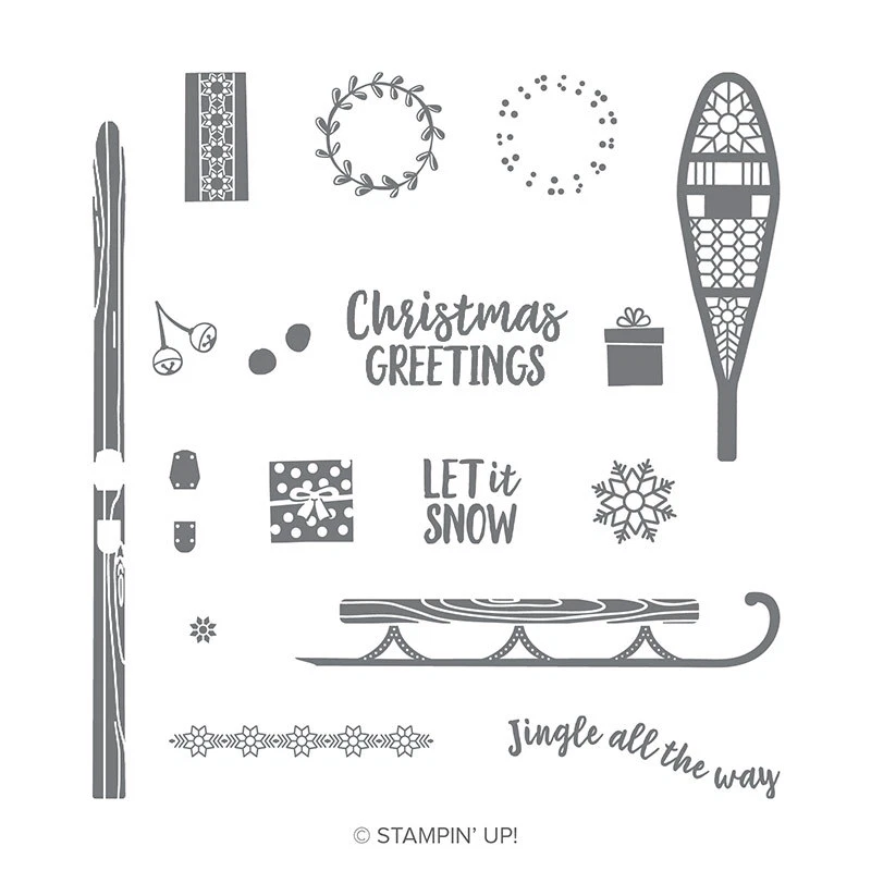 Stampin Up Alpine Adventure Set of 17 Photopolymer Cling Stamps - NIP - Image 1 of 1