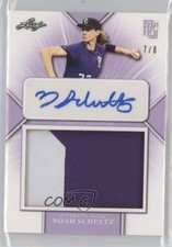 2021 Leaf Perfect Game National Showcase Lavender /8 Noah Schultz Patch Auto