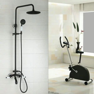 ORB Negro Bañera Lluvia Ducha Grifo Juego de Pulverización Manual Grifo Montado en la Pared Latón - Imagen 1 de 10