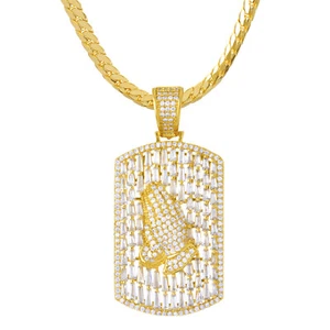 Collar de cadena cubana de oración con etiqueta dorada para perro 20" Miami BCH 17100 G - Imagen 1 de 3