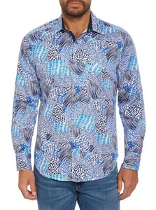 Robert Graham Men's Hurricane Sport Shirt Long Sleeve Classic Fit Blue - Picture 1 of 7