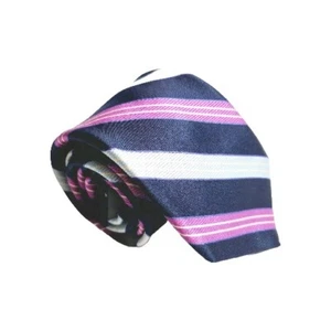 Ike Behar Necktie Purple Stripe Pattern Silk / Cotton Blend Neck Tie 58x3.5" - Picture 1 of 6