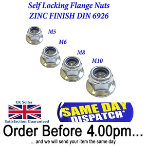 Nylon Flanscheinsatz Sicherungsmuttern verzinkt Flansch Sicherungsmutter M5 M6 M8 M10 6926  - Bild 1 von 6