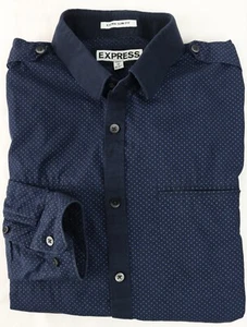 Camicia uomo Express extra slim fit blu navy mini pois M 15-15,5 - Foto 1 di 1