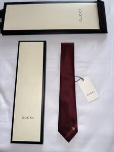 GUCCI MEN'S BEE WEB RED 100% SILK TIE WIDEST 2.75" NWT