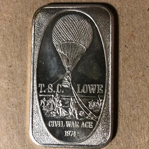 USSC T.S.C. 1974 Barra de arte de plata Lowe, Civil War Ace 1 OZ .999 - Imagen 1 de 2