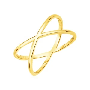 Anillo de perfil X pulido de oro amarillo de 14k - Imagen 1 de 2