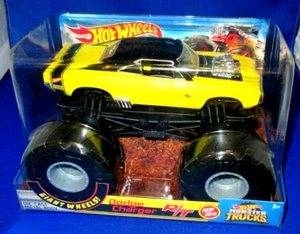 HOT WHEELS MONSTER TRUCKS 1:24 GIANT WHEELS DODGE CHARGER R/T NEW 2019 DIE CAST - Picture 1 of 5