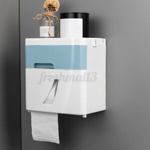 Double-Layer Toilet Paper Holder Wall-Mounted Tissue Storage Box Dispenser Home