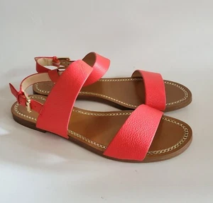 Vince Camuto Rentin Ankle Buckle Strap Sandals Flats Orange red Wms 9M US 40EU - Picture 1 of 14