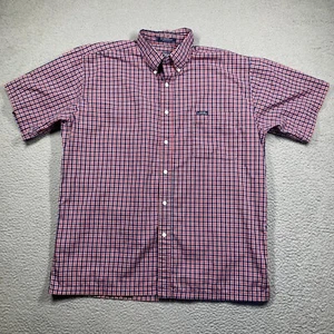 Chaps Ralph Lauren Hemd Herren Large Rot Tattersall Kariert Kurzarm Knopf - Bild 1 von 12